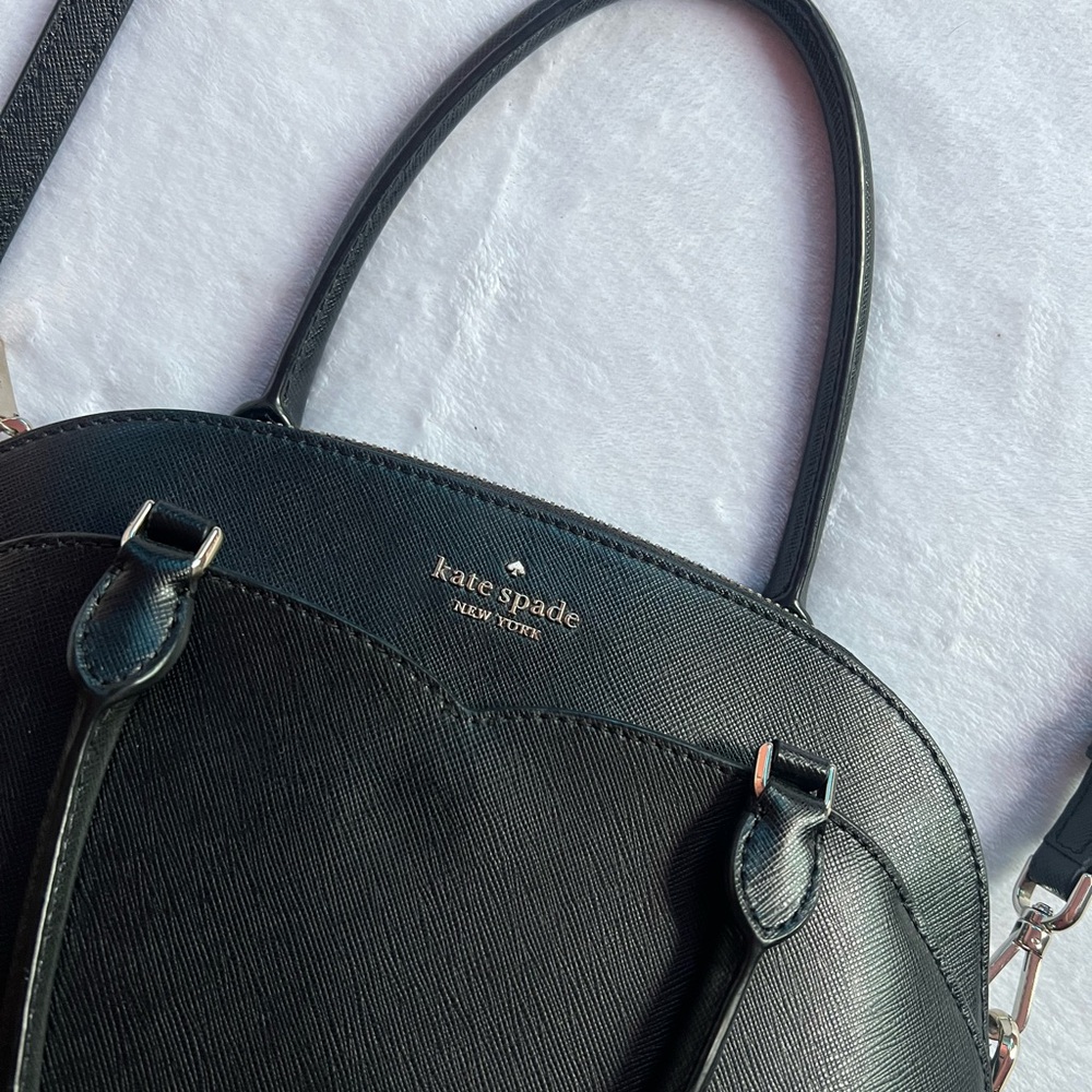 Kate Spade Black Payton Dome Bag with Silver Hardware